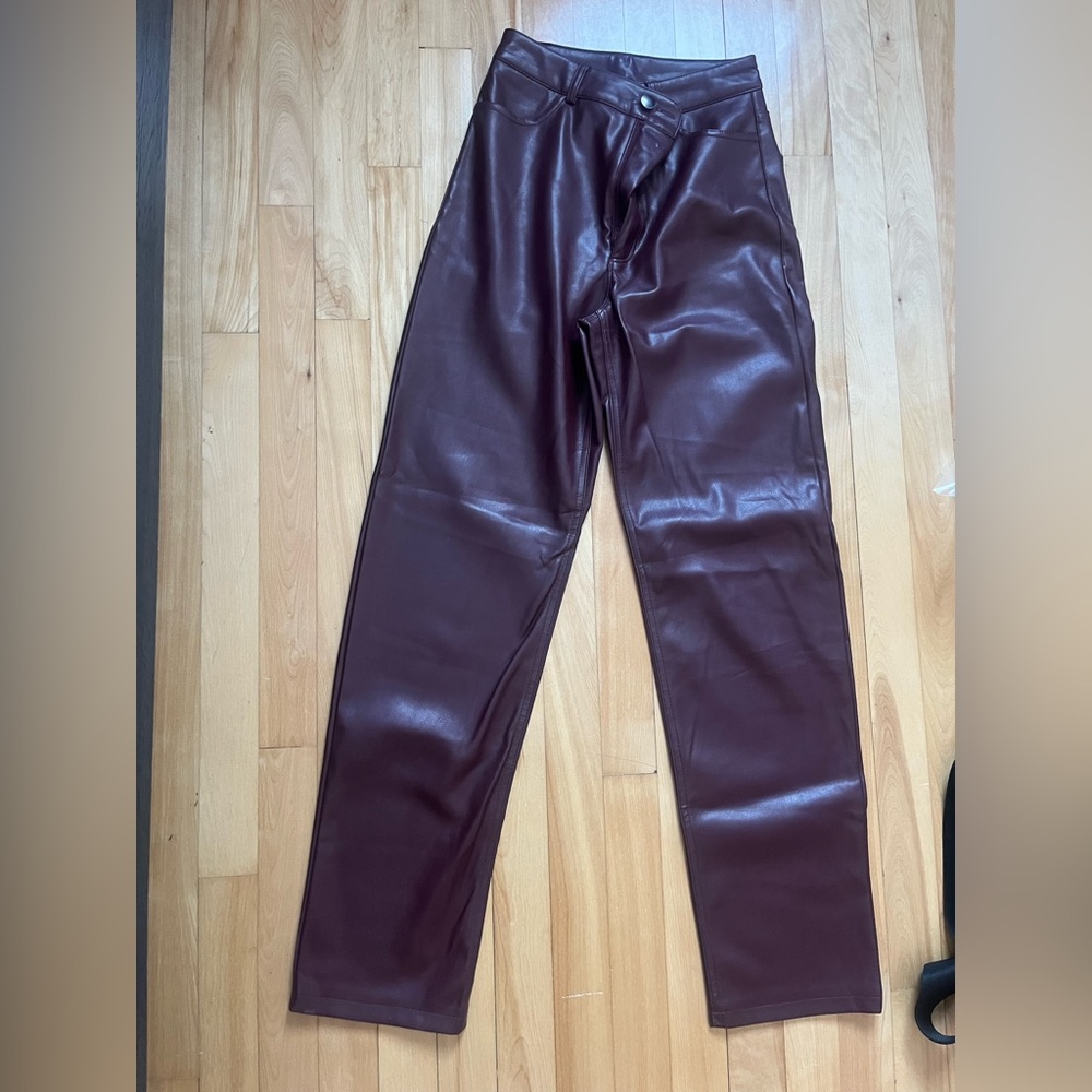 Dynamite Maroon / Burgundy  Faux Leather Trousers
